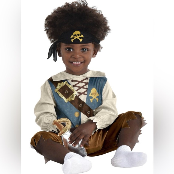 Party City Blue and Brown Pirate Costume Halloween - Picture 1 of 5